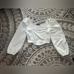 Pretty Little Thing blouse  Long Sleeve Sz 8  white/off